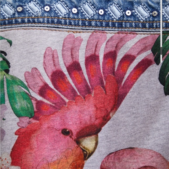 NWOT Sold out Desigual Denim Jacket with removable Gray Hood - Picture 8 of 16